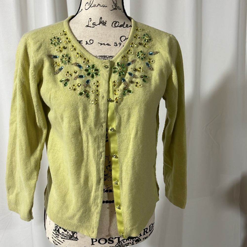 Free People Soft Green Beaded Cardigan - Picture 2 of 12